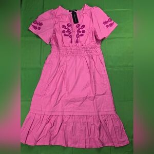 Pink Dress with Purple Embroidery